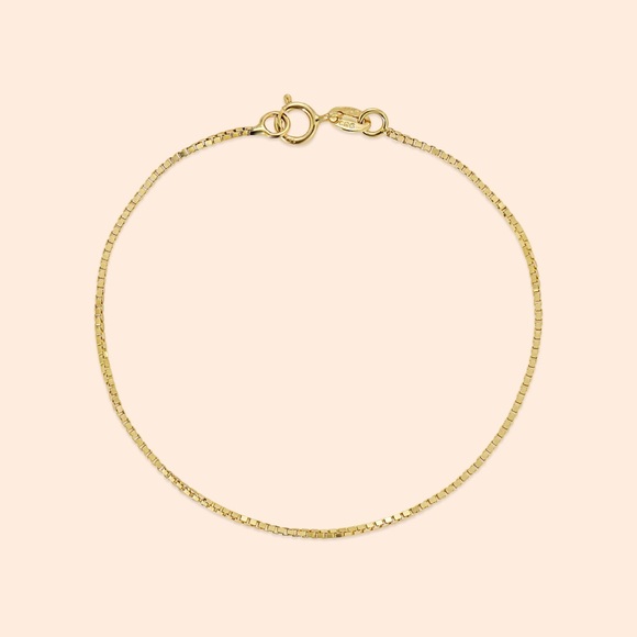 NWT 14k Gold Box Chain Bracelet, 6.75 in - Picture 2 of 6